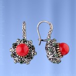 Серьги с кораллом. Серебро