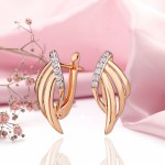 Обеци червено злато 585 цирконий