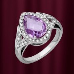 Gianni Lazzaro white gold ring with brilliant-cut diamonds and amethyst