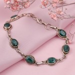 Silver bracelet with chrysoprase