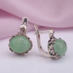 Серьги с хризопразом серебро