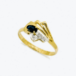 Gold ring with sapphire and diamonds