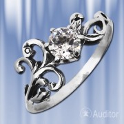 Русское серебряное кольцо с цирконием.