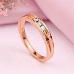 Russian red gold wedding ring with diamonds