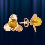 Russische gouden oorbellen met barnsteen