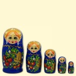 Matryoshka "Rossinka" 5 figuren blauw