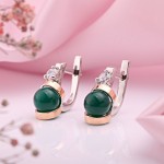 Buy silver earrings in Germany. Chrysoprase and cubic zirconia