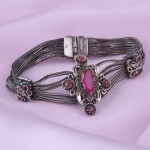 Bracelet with precious stones. Silver