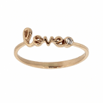 Golden ring with diamond "Love"