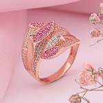 Koupit ruské červené zlato 585 v Německu zlatý prsten zirkony