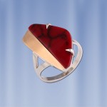 Ring with jasper. Silver Gold