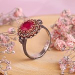 Silver ring "Tangyl". Ruby & Marcasite