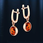 Earrings with amber Russian gold