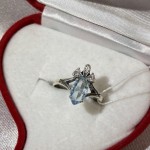 Stříbrný prsten „Proso“. oxid zirkoničitý