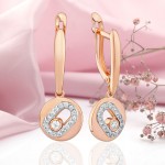 Boucles d'oreilles en or en zircone d'or russe 585