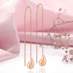 Pull-through earrings made of Russian 585 red gold