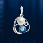 Pendant with pearls & topazes. White gold