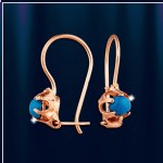 Earrings Russian gold and turquoise