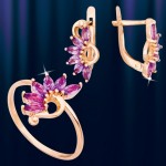 Jeweler's set made of 585° red gold with amethyst