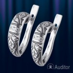 Silver earrings with fianite
