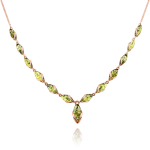 Gold-plated silver necklace with green amber "Grazie"