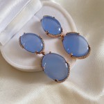 Gold-plated silver earrings. Chalcedony & Zirconia