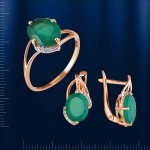 Золотой комплект с хризопразом