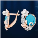 Earrings with turquoise and pearls