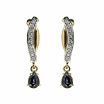 Boucles d'oreilles dorées avec saphirs et diamants