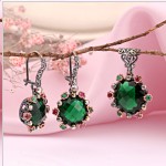 Ensemble de 925 Silver Zirconia Emerald Ruby