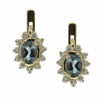 Gold earrings with topaz and diamonds