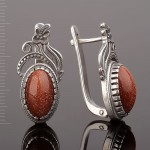 Russian silver earrings with aventurine