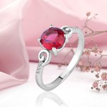 Silver ring with rubellite & zirconia