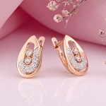 Gold earrings Russian gold 585 zirconia