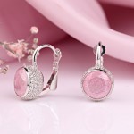 Ασημένια σκουλαρίκια με ροζ χαλαζία & ζιρκόνιο