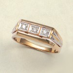 Златен пръстен с диаманти, двуцветен