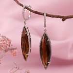 Silver earrings with smoky quartz & zirconia