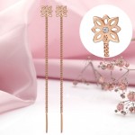 Red gold pull-through earrings "Snowflakes"