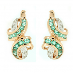 Golden earrings with emeralds and diamonds