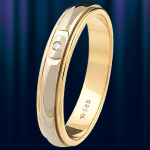 Ruský snubní prsten "Figaro" bílé/žluté zlato a diamant