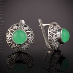 Серьги с хризопразом серебро