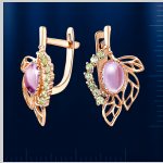 Русские золотые украшения с аметистом и хризолитом.