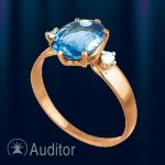 Prsten z ruského zlata s topazem a zirkonem