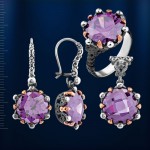 Silver set with amethyst
