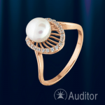 Rozā zelta gredzens ar pērlēm