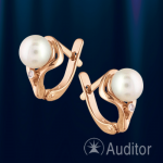 Krievu zelta rotaslietas 585 auskari ar pērlēm