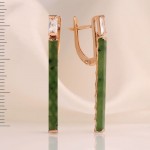 Earrings with nephrite & fianites