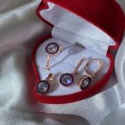 Позолоченный серебряный комплект со Swarovski® и цирконием.