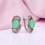 Русские серебряные серьги с хризопразом.