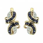 Golden earrings with sapphires and diamonds